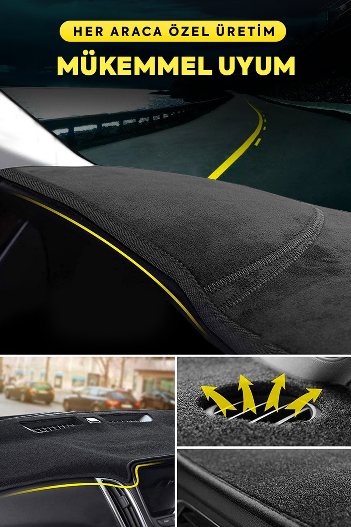 Chevrolet Cruze (2012+) 3d Torpido Koruma Kılıfı - Ön Göğüs Kaplama - Siyah Şerit