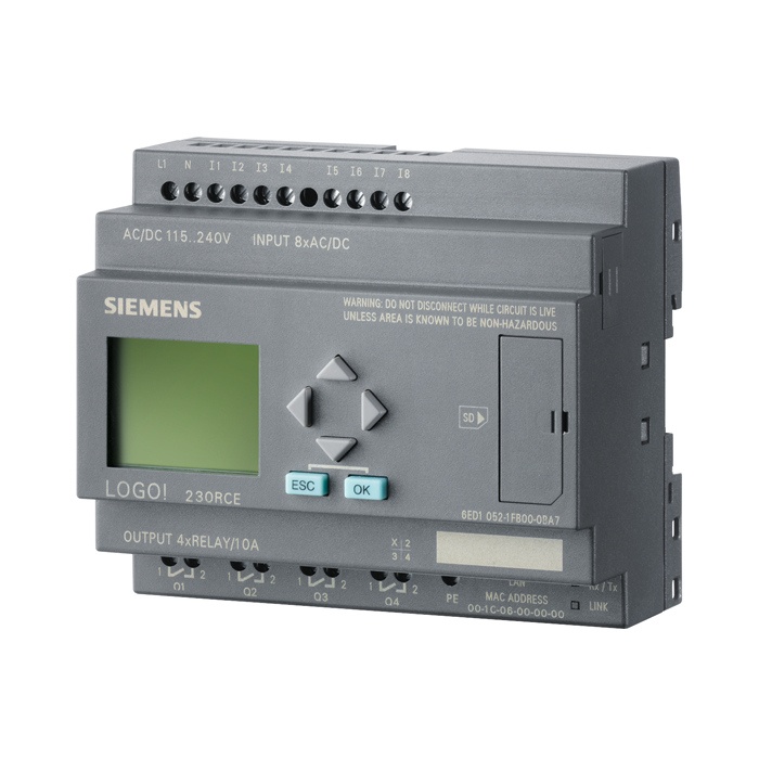 6ED1052-1FB00-0BA7 LOGO 6! 230RCE, PS/I/O: 115V/230V/relay,8 DI/4 DO,memory 400 blocks,modular expandable,230 V AC/DC,Ethernet