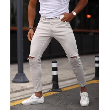 Erkek Taş Yırtık Detaylı Skinny Jean