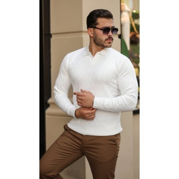 Erkek Saç örgü Desen Uzun Kollu Triko