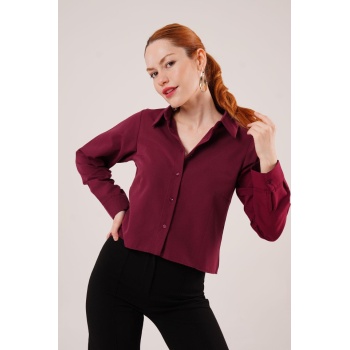 Ön Dikiş Detaylı Bordo Gömlek