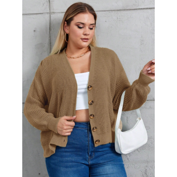 Kadın Beş Düğme Büyük Beden Triko Hırka