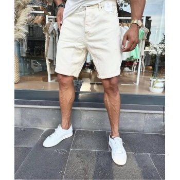 Erkek Beyaz Mom Kalıp Kot Şort