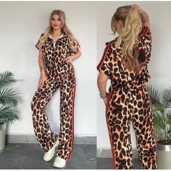 Kadın Dalgıç Kumaş Dijital Leopar Baskılı şerit Detaylı Takım