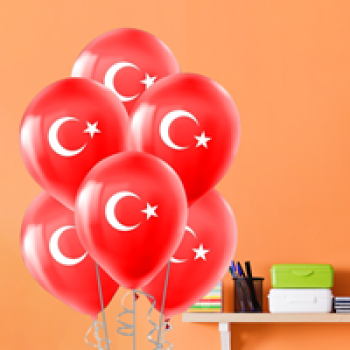 Pastel Balon Baskılı 100lü -Ay Yıldız Baskılı-