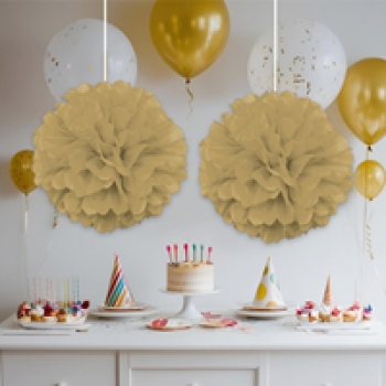 Ponpon Süs 30cm 2li Altın -KF035Gld-