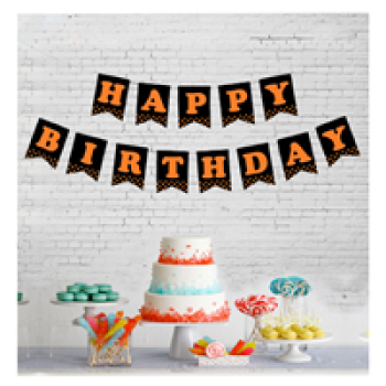 No:05 Happy Birthday Harf Afiş -Neon Turuncu-
