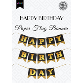 BNR68 Happy Birthday Harf Afiş -Simli Siyah Altın-