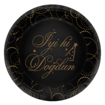 Karton Tabak Elegant 23cm 6lı -İyi ki Doğdun Siyah-