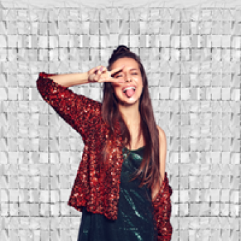 Metalize Pötikare Arka Fon 100x200cm -Gümüş-