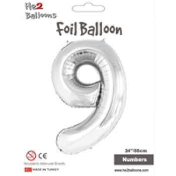 Rakam Folyo Balon 34 Gümüş -9-