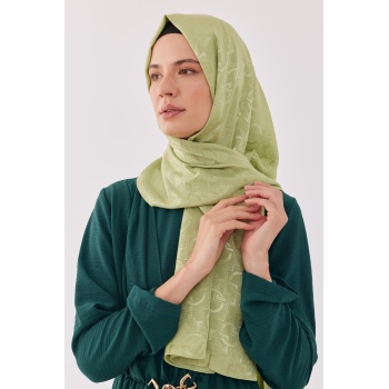Daka Desen Parlak Jakar Şal - Fıstık Yeşili