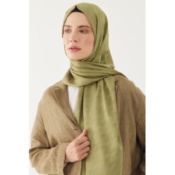 Kazayağı Desen İpeksi Jakar Şal - Soft Yeşil