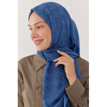 Kazayağı Desen İpeksi Jakar Şal - İndigo