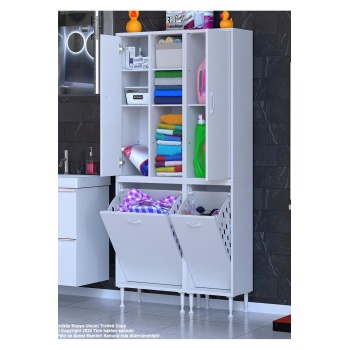 90 x 160 x 32 cm Banyo Dolabı Kirli Çamaşır Dolabı Sepetli Dolap