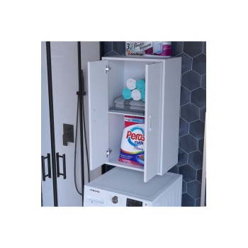 NEWYORK 54 x 88,4 x 32,5 cm İki Kapaklı İki Gözlü Makine Üstü, Çamaşır Makine Üstü Dolabı