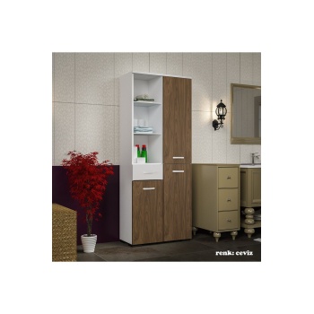 MODİLAYN ARD-124 55 x 165 x 30 cm Çok Amaçlı Dolap 3 Kapaklı Banyo Dolabı Ofis Dolabı