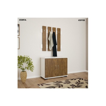 MODİLAYN Ard-117 Portmanto Ayakkabılık Dolabı Vestiyer Askılık-BEYAZ-CORDOBA