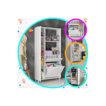 Sepetli Ve Kapaklı Dolaplı Banyo Dolabı