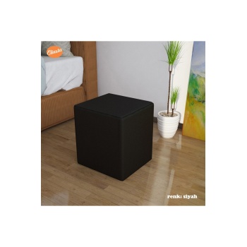 Kare Puf Tabure Ahsap Iskeletli Kumas Tabure