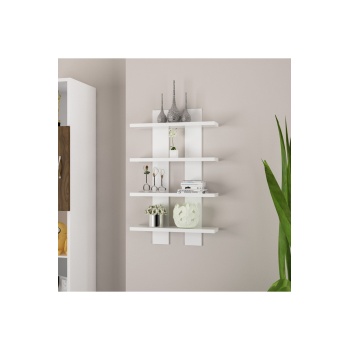 4 Raflı Duvar Unitesi Ofis 4 Lu Kitaplık Salon Duvar Rafı