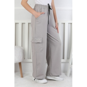 İki İplik Baskılı Kargo Çepli Kız Çocuk Eşofman Altı