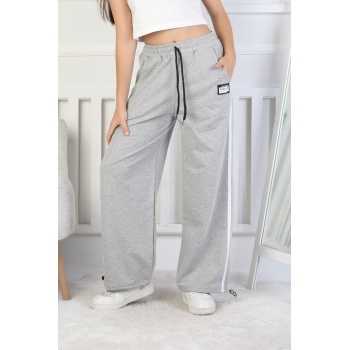 İki İplik Çizgili Kız Çocuk Eşofman Altı