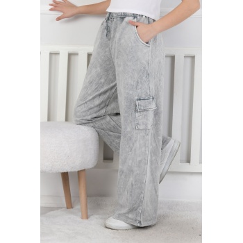 İki İplik Yıkamalı Kargo Çepli Kız Çocuk Eşofman Altı