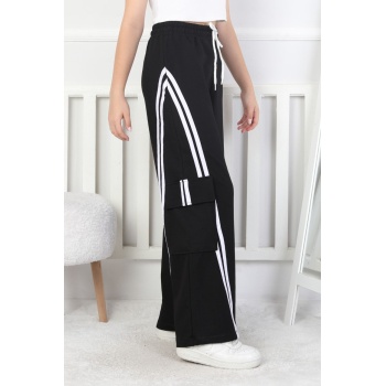 Kargo Cepli Bol Paça Kız Çocuk Eşofman Altı