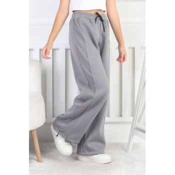 Şardonlu 3 İplik Paça Sıkmalı Kız Çocuk Eşofman Altı