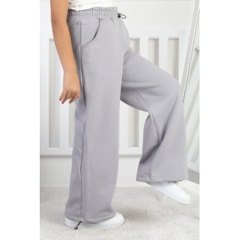 Şardonlu 3 İplik Paça Sıkmalı Kız Çocuk Eşofman Altı