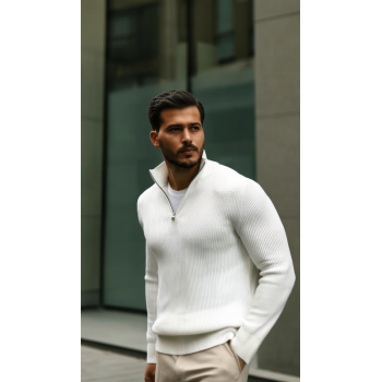 Erkek Balıkçı Zip Yaka Uzun Kollu Triko