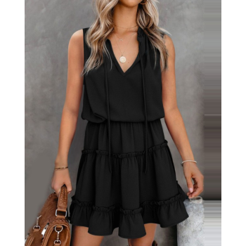 Sıfır Kol V Yaka Ipek Aerobin Elbise