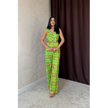 Yeşil Pullu Yelek Ve Pantolon Takım