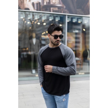 Erkek Uzun Kollu Bisiklet Yaka Viskon Iki Iplik Sweat