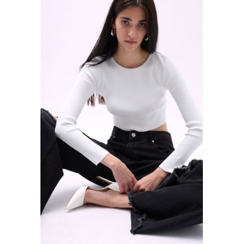 Bisiklet Yaka Dokulu Crop