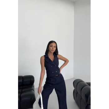 Şal Yaka Düğmeli̇ Yelek