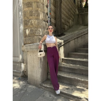 Yüksek Bel Palazzo Metal DüğmePantolon