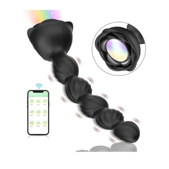 Telefon Kontrollü Haley Rose Pulled Beads Anal Plug – Siyah