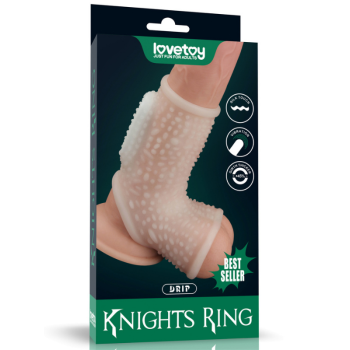 Vibrating Drip Knights Ring with Scrotum Sleeve (Beyaz)