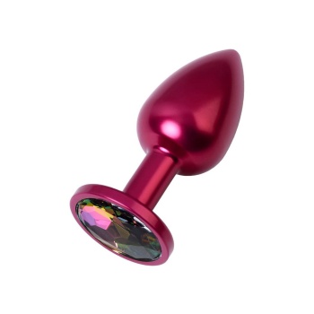 Metal Rainbow Taşlı Kırmızı Anal Plug Orta Boy