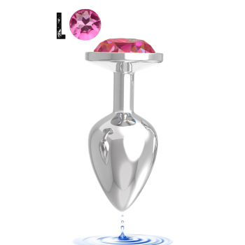 Paslanmaz Çelik Açık Pembe Yuvarlak Mücevher Taşlı Pürüzsüz Silver Metal Anal Butt Plug - Büyük Boy