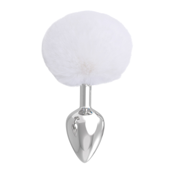 Paslanmaz Çelik Beyaz Tavşan Kuyruklu Pürüzsüz Silver Bunny Tail Metal Anal Butt Plug