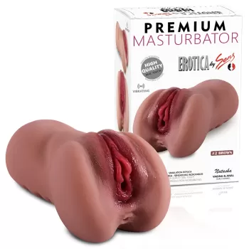 Natasha - Realistik Dokulu Melez Anal Vajinal 2 in 1 Titreşimli Suni Vajina