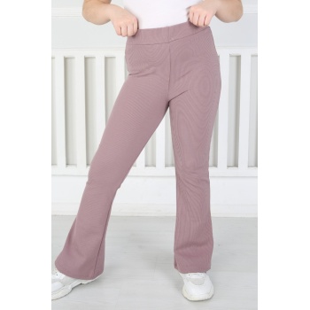 İspanyol Paça Birinci Kalite Fitilli Kumaş Mürdüm Kız Çocuk Günlük Tayt