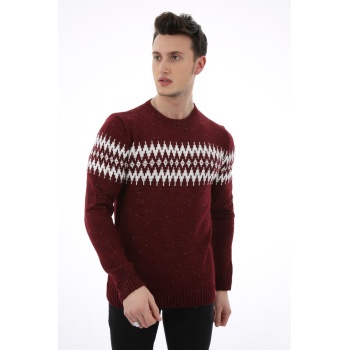 Baklava Desenli Kalın Kışlık Erkek Günlük Triko Kazak