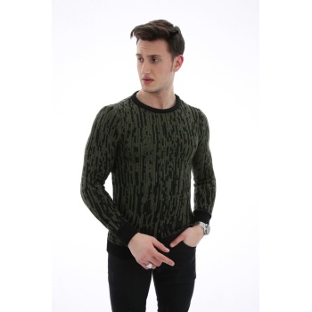 Çizgi Desenli Kalın Kışlık Erkek Günlük Triko Kazak