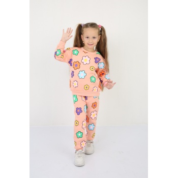 Üç İplik Şardonlu Yıldız Baskılı Kız Çocuk Günlük Takım