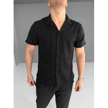 İki İplik Kumaş Gömlek - Siyah