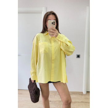 Yakalı Yandan Yırtmaçlı Gömlek - Sarı